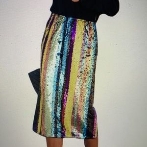 Rainbow fitted sequin skirt